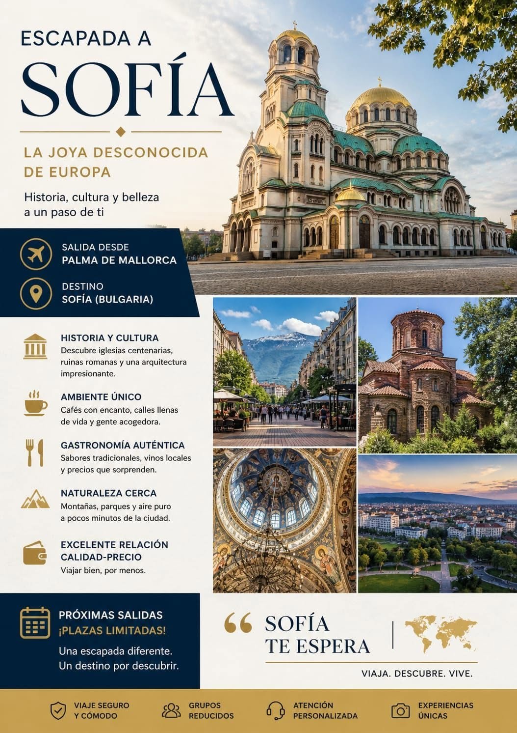 Cartel de la próxima escapada a Sofía, Bulgaria